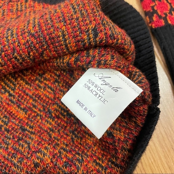 Vintage Red Black Wool Bomber Sweater Jacket Made in Italy - M - Picture 7 of 12